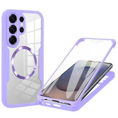 Phone Case for Samsung Galaxy S26 Ultra S25 S24 S23 S22 with Built in Screen Protector Cover and Cell Accessories Magnetic Rugged Silicone Hybrid Slim Transparent Anti-Drop Protective Cover Shockproof Bumper Women Men