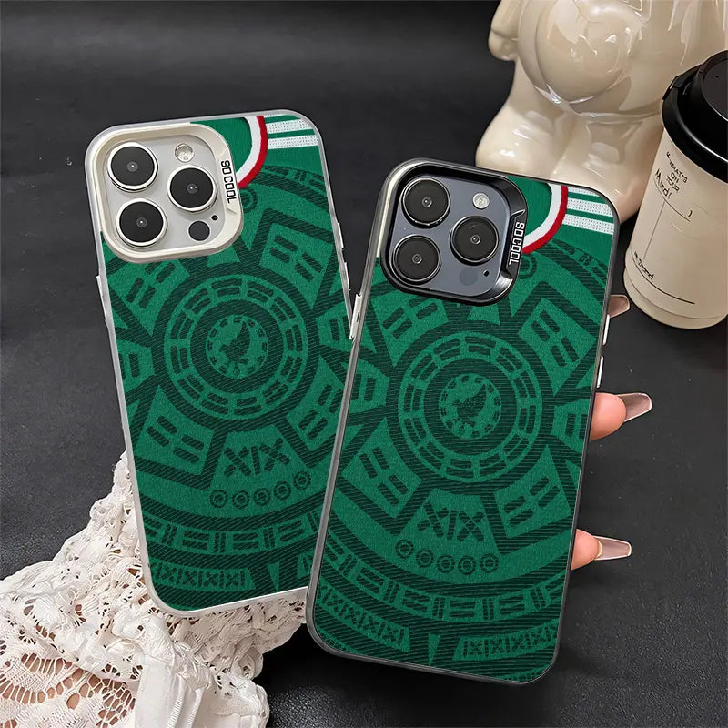 Mexico National Team Aesthetic IMD Phone Case for iPhone and Samsung Galaxy - Shockproof Luxury TPU and PC Cover in Black and Silver