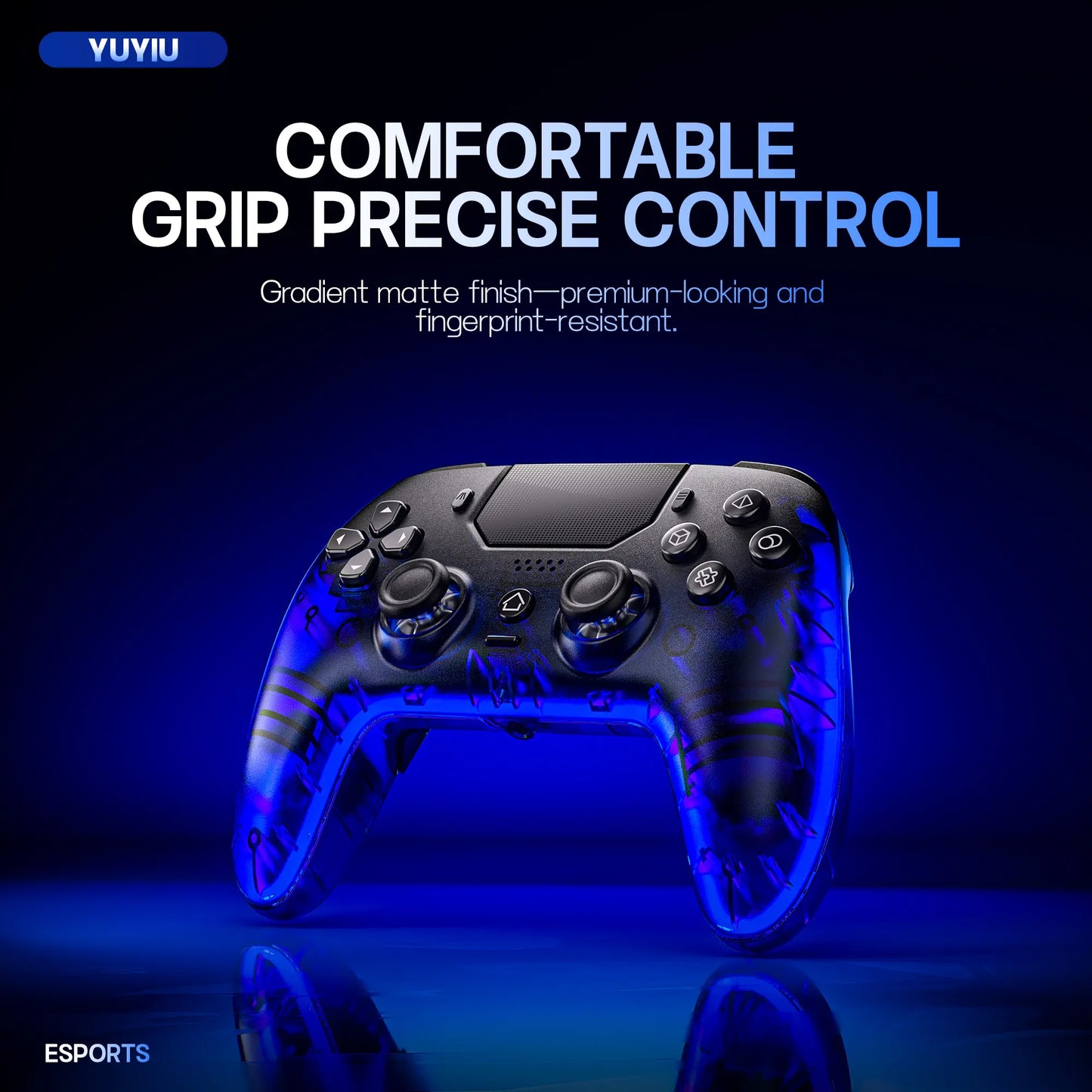YUYIU Hall Effect Wireless Controller for PS5/PC – Programmable Macro Back Buttons, 6-Axis Gyro, Dual Vibration, Turbo, Touchpad, Bluetooth 5.0, 3.5Mm Audio & Mic