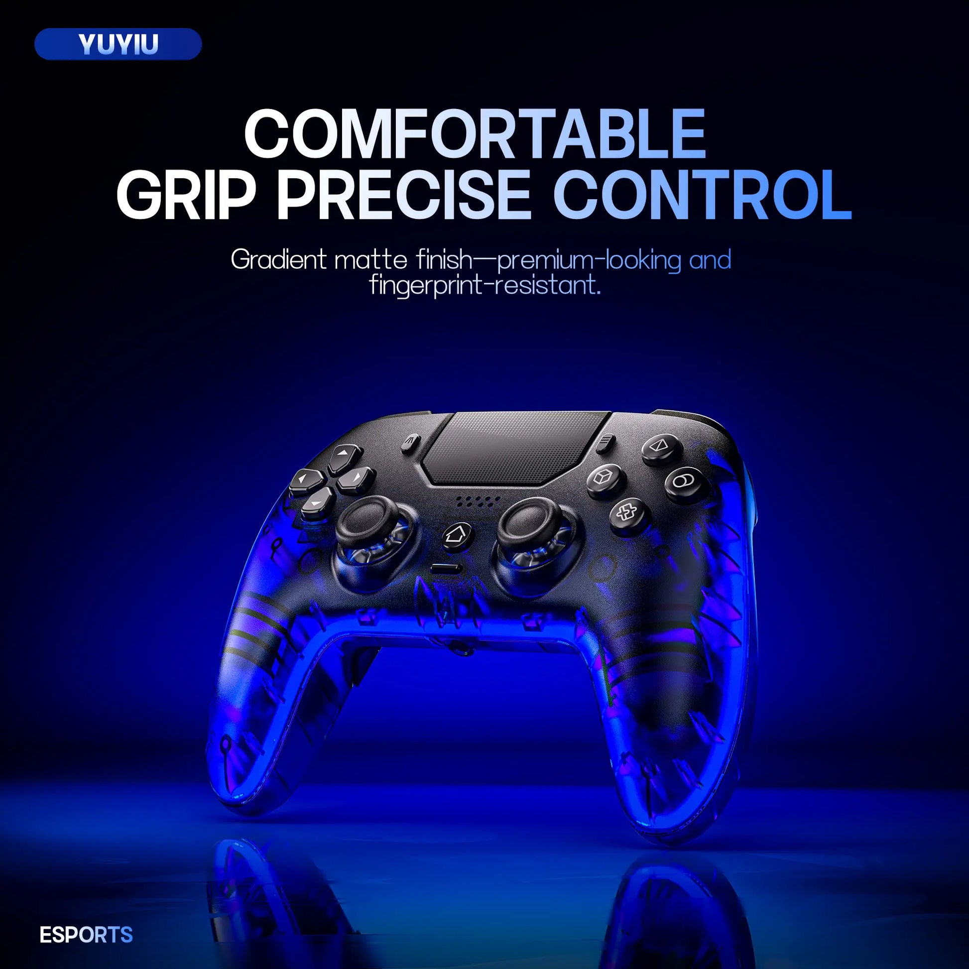 YUYIU Hall Effect Wireless Controller for PS5/PC – Programmable Macro Back Buttons, 6-Axis Gyro, Dual Vibration, Turbo, Touchpad, Bluetooth 5.0, 3.5Mm Audio & Mic