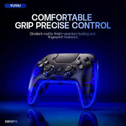 YUYIU Hall Effect Wireless Controller for PS5/PC – Programmable Macro Back Buttons, 6-Axis Gyro, Dual Vibration, Turbo, Touchpad, Bluetooth 5.0, 3.5Mm Audio & Mic