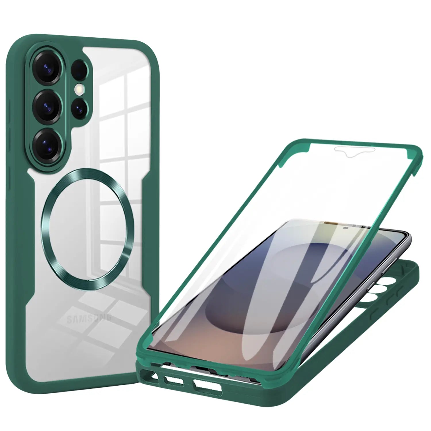 Phone Case for Samsung Galaxy S26 Ultra S25 S24 S23 S22 with Built in Screen Protector Cover and Cell Accessories Magnetic Rugged Silicone Hybrid Slim Transparent Anti-Drop Protective Cover Shockproof Bumper Women Men