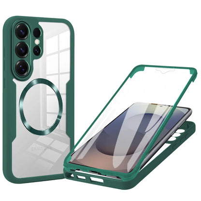 Phone Case for Samsung Galaxy S26 Ultra S25 S24 S23 S22 with Built in Screen Protector Cover and Cell Accessories Magnetic Rugged Silicone Hybrid Slim Transparent Anti-Drop Protective Cover Shockproof Bumper Women Men