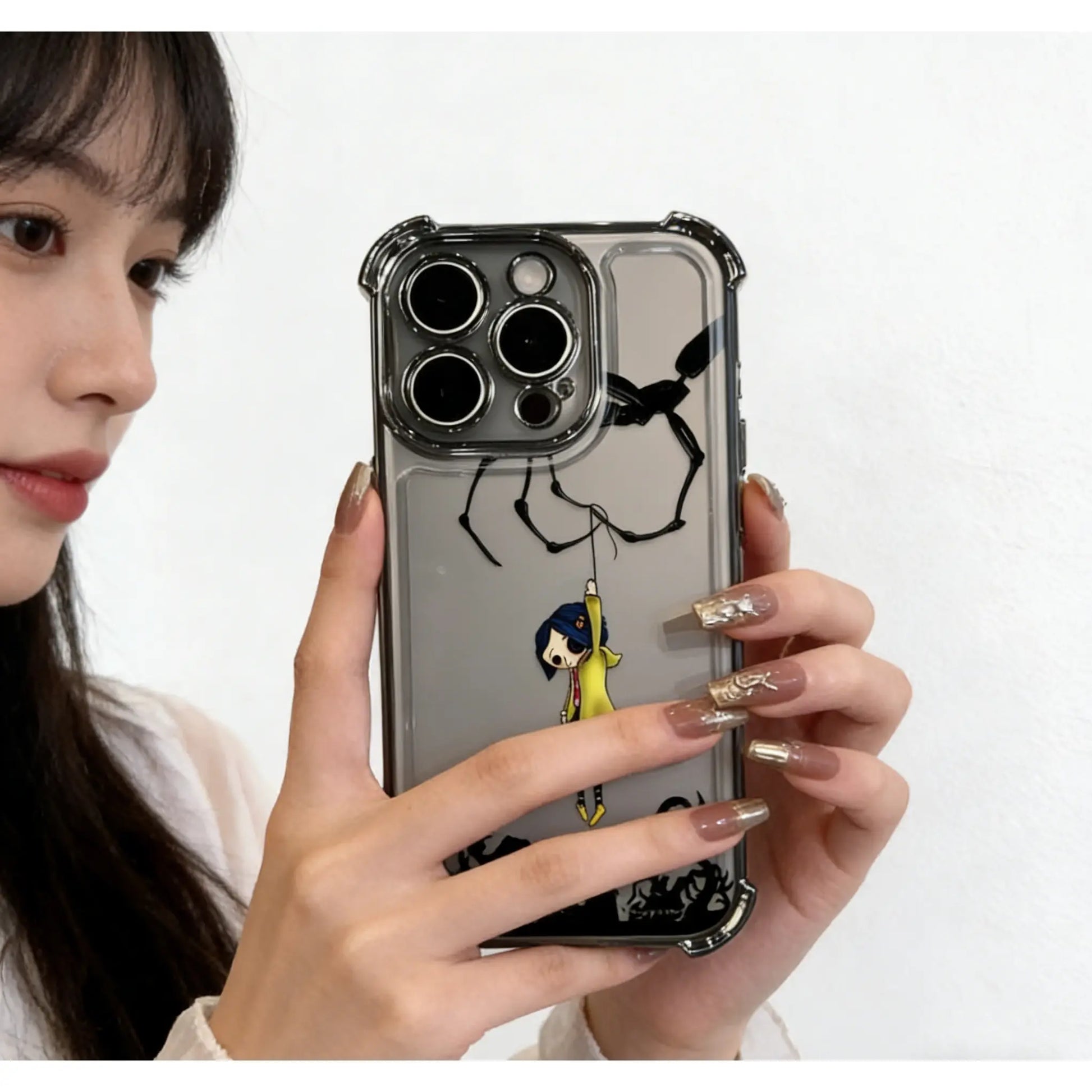 Anime C-Coraline Case for Iphone 17 Air 17 16 15 14 13 12 11 Pro Max plus Luxury Transparent Soft TPU+PC Shockproof Protective Casing Anti-Drop Full Score Impact Dispersal
