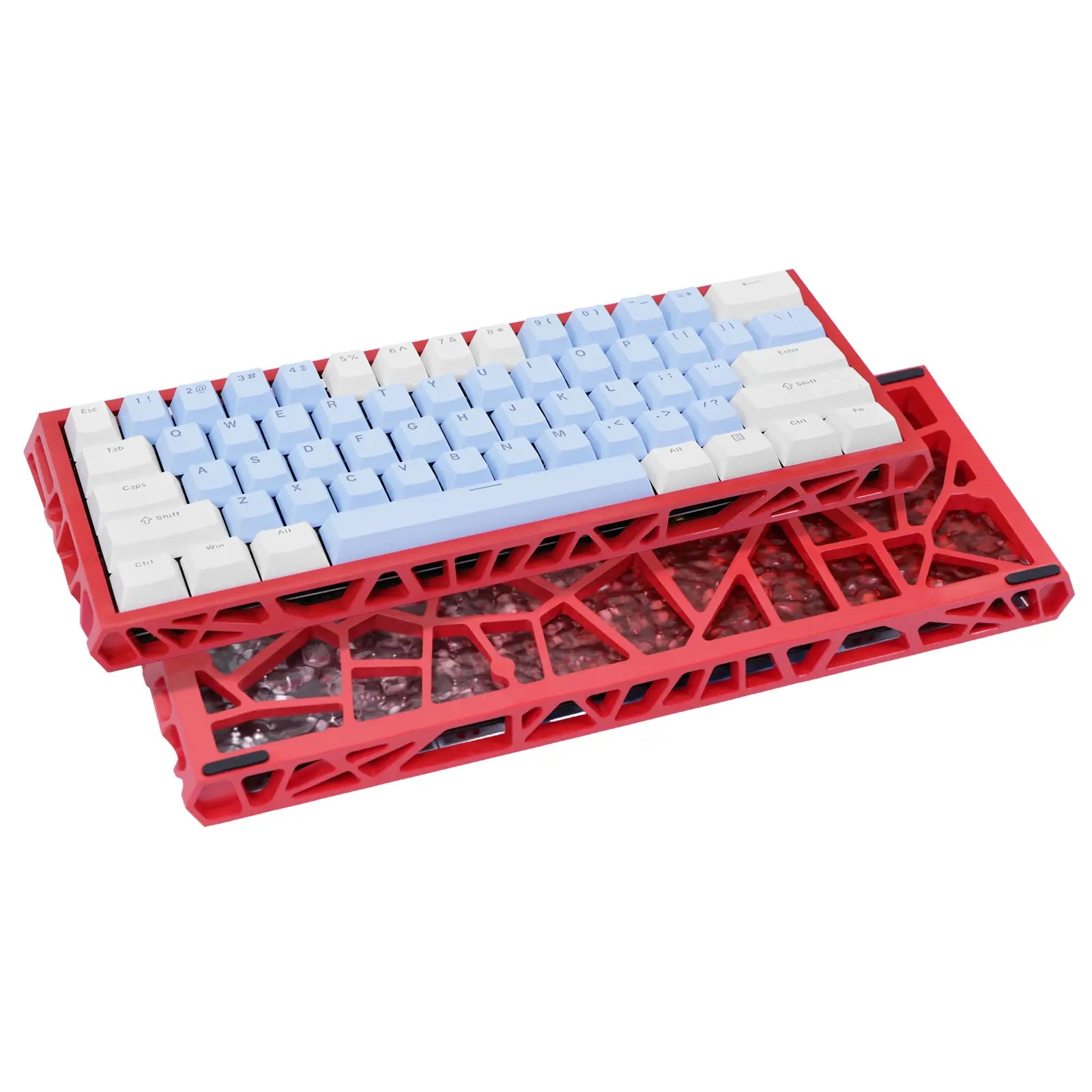 NJ61 Hollow Frame 60% Mechanical Keyboard, Topographic PBT Keycaps RGB Wired Custom Gaming Keyboard, 1000Hz Polling Rate Red Linear Switch, Compact 61 Keys Layout for PC Gaming & Desktop Setu