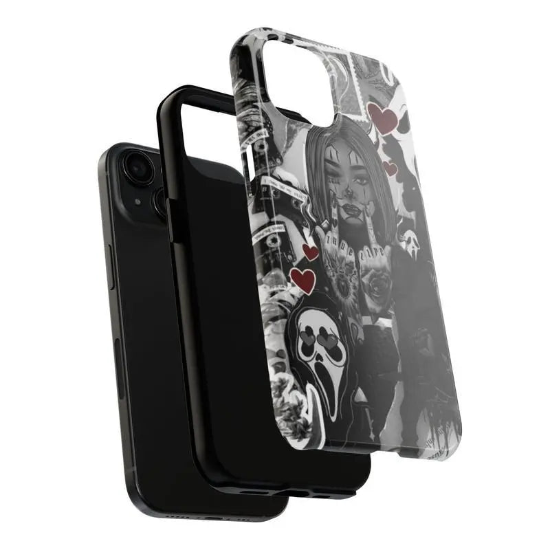 Y-Dark and Cool Girl Phone Case,Gothic Style Phone Case,For Iphone 16 15 14 13 12 11 17Pro Max,For Samsung S25 S24 S23 S22 Ultra,Protective Cover,Give Her/Him a Gift for Christmas and Thanksgiving