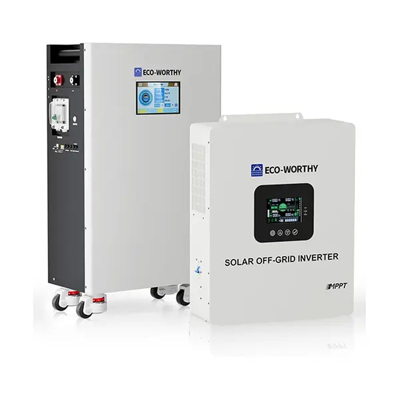 ECO-WORTHY Powermega 48V 314Ah Lifepo4 Battery and 5Kw Solar Inverter Energy Storage System with Active Balancing BMS, Bluetooth Monitoring, and Communication Capabilities for Home Backup and Emergency Use