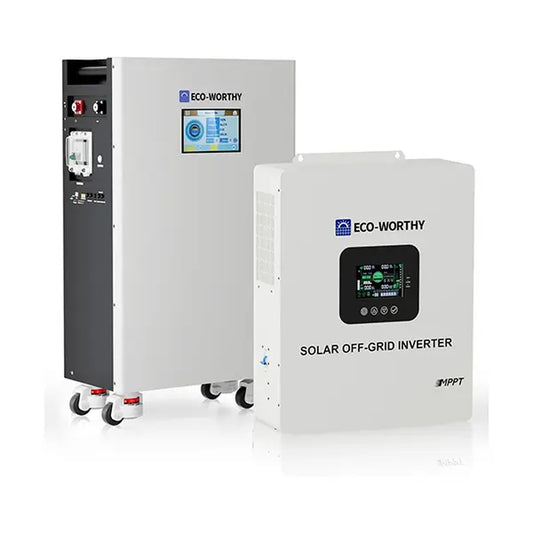ECO-WORTHY Powermega 48V 314Ah Lifepo4 Battery and 5Kw Solar Inverter Energy Storage System with Active Balancing BMS, Bluetooth Monitoring, and Communication Capabilities for Home Backup and Emergency Use