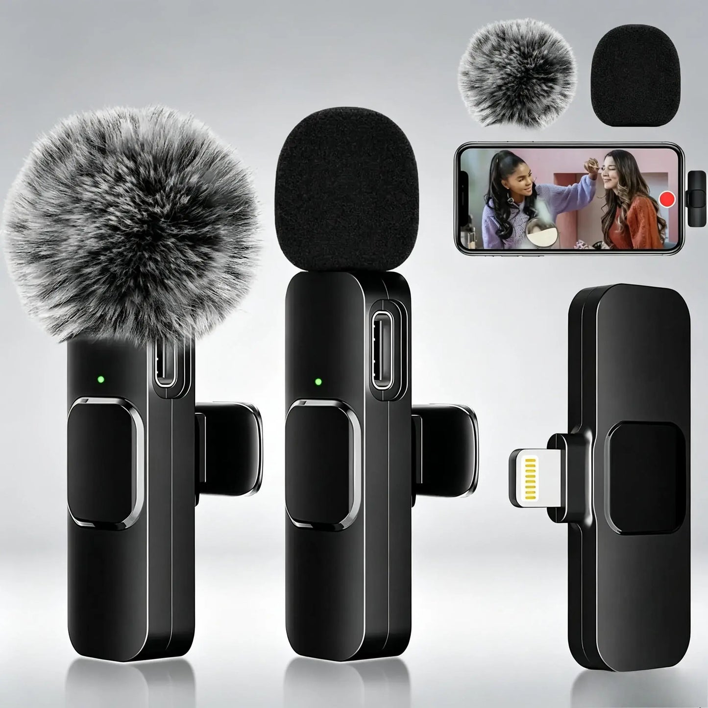 Wireless Lavalier Microphone Set for iPhone, Android, and iPad - Mini Clip-On Microphones with Exceptional Sound Quality for Recording, Live Streaming, and Vlogging
