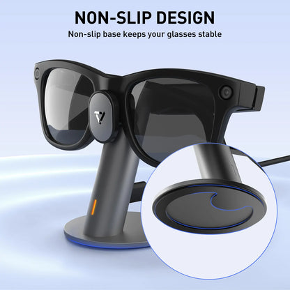 PRISMXR Ray-Ban Meta Aluminium Charging Stand - Carina S1 Desk Dock with Stand Charging Cable for Ray-Ban Meta Wayfarer, Headliner & Skyler (Gen 1 & 2) | Wearable Electronic Gadgets Accessories (Glasses Not Included)