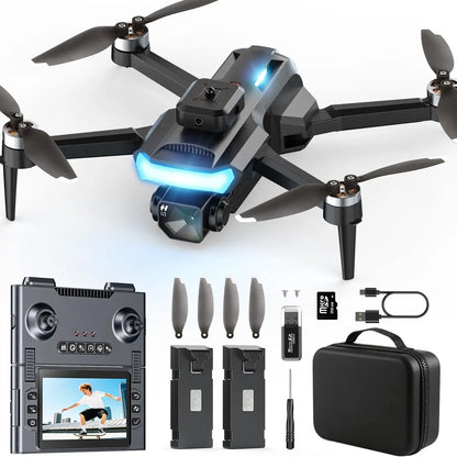Drone with 4.3″ Foldable HD Screen Controller, 1080P HD Camera Drone for Beginners with Obstacle Avoidance, Optical Flow,Brushless Motor, 40-Min Flight Time, Easy to Fly