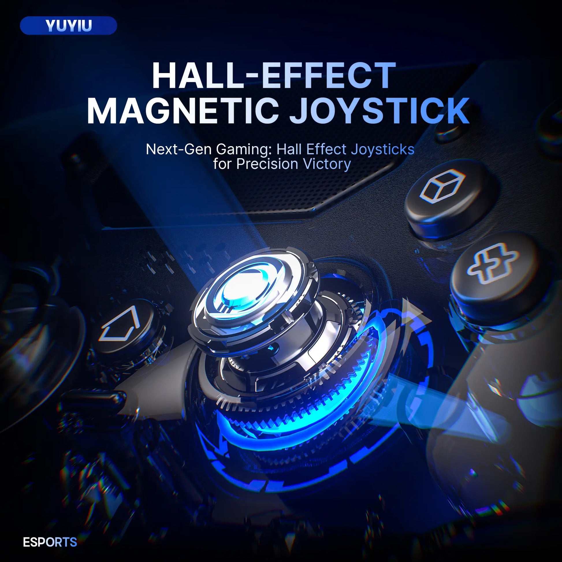 YUYIU Hall Effect Wireless Controller for PS5/PC – Programmable Macro Back Buttons, 6-Axis Gyro, Dual Vibration, Turbo, Touchpad, Bluetooth 5.0, 3.5Mm Audio & Mic