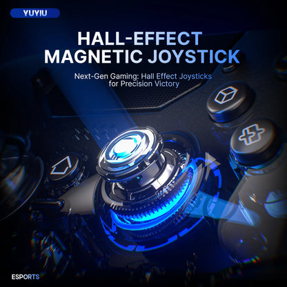 YUYIU Hall Effect Wireless Controller for PS5/PC – Programmable Macro Back Buttons, 6-Axis Gyro, Dual Vibration, Turbo, Touchpad, Bluetooth 5.0, 3.5Mm Audio & Mic