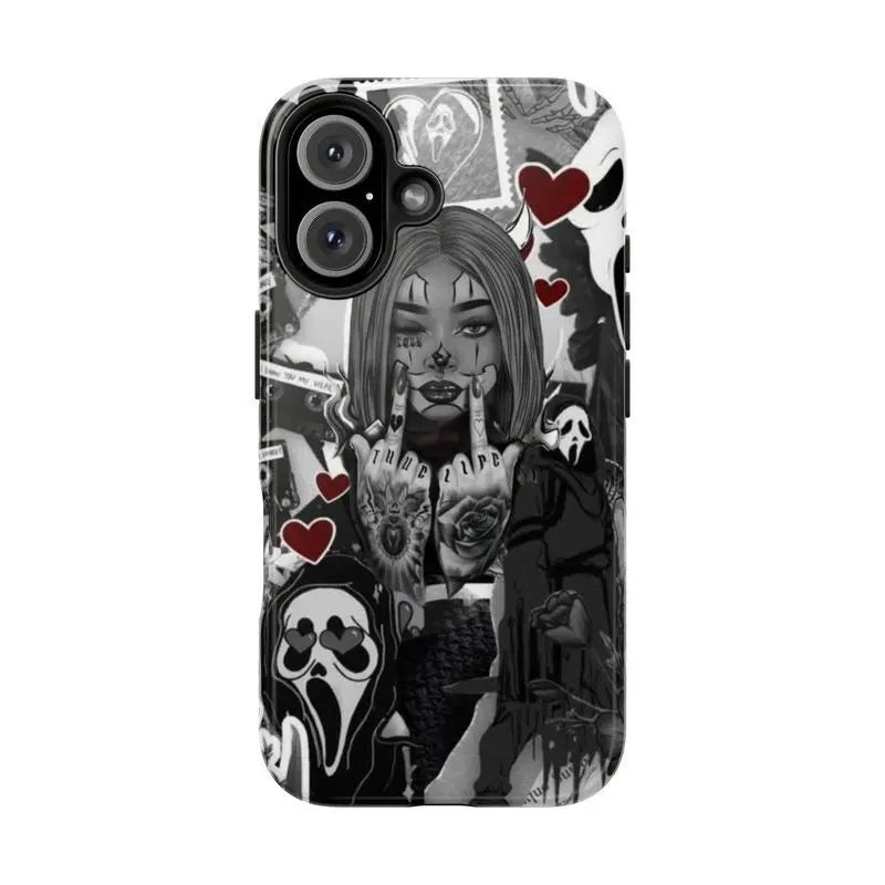 Y-Dark and Cool Girl Phone Case,Gothic Style Phone Case,For Iphone 16 15 14 13 12 11 17Pro Max,For Samsung S25 S24 S23 S22 Ultra,Protective Cover,Give Her/Him a Gift for Christmas and Thanksgiving