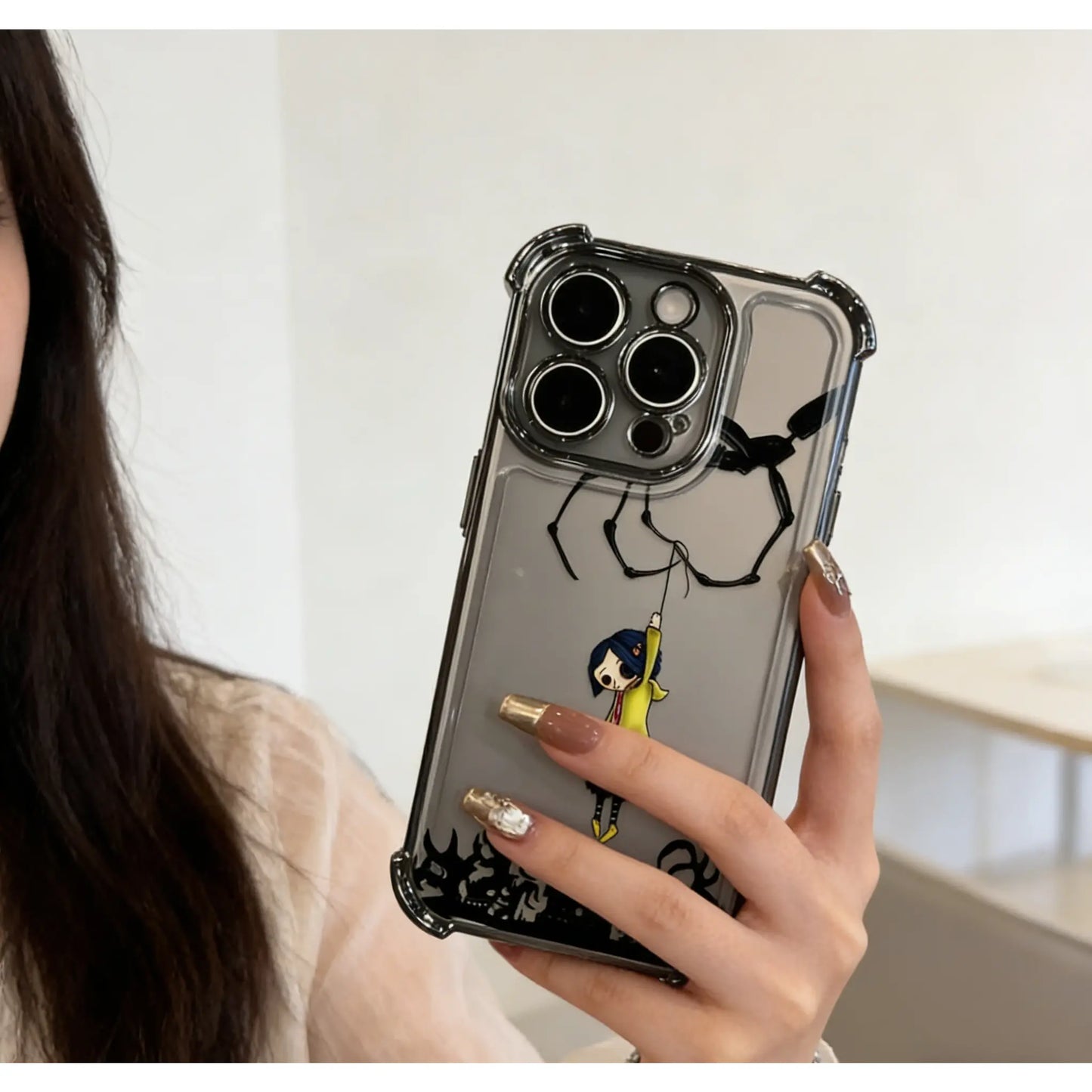 Anime C-Coraline Case for Iphone 17 Air 17 16 15 14 13 12 11 Pro Max plus Luxury Transparent Soft TPU+PC Shockproof Protective Casing Anti-Drop Full Score Impact Dispersal