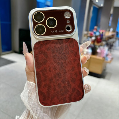 Stylish Leopard Print Phone Case with Large Window & Built-In Lens Protector, Cover for Iphone 14/15/16/17 Pro Max