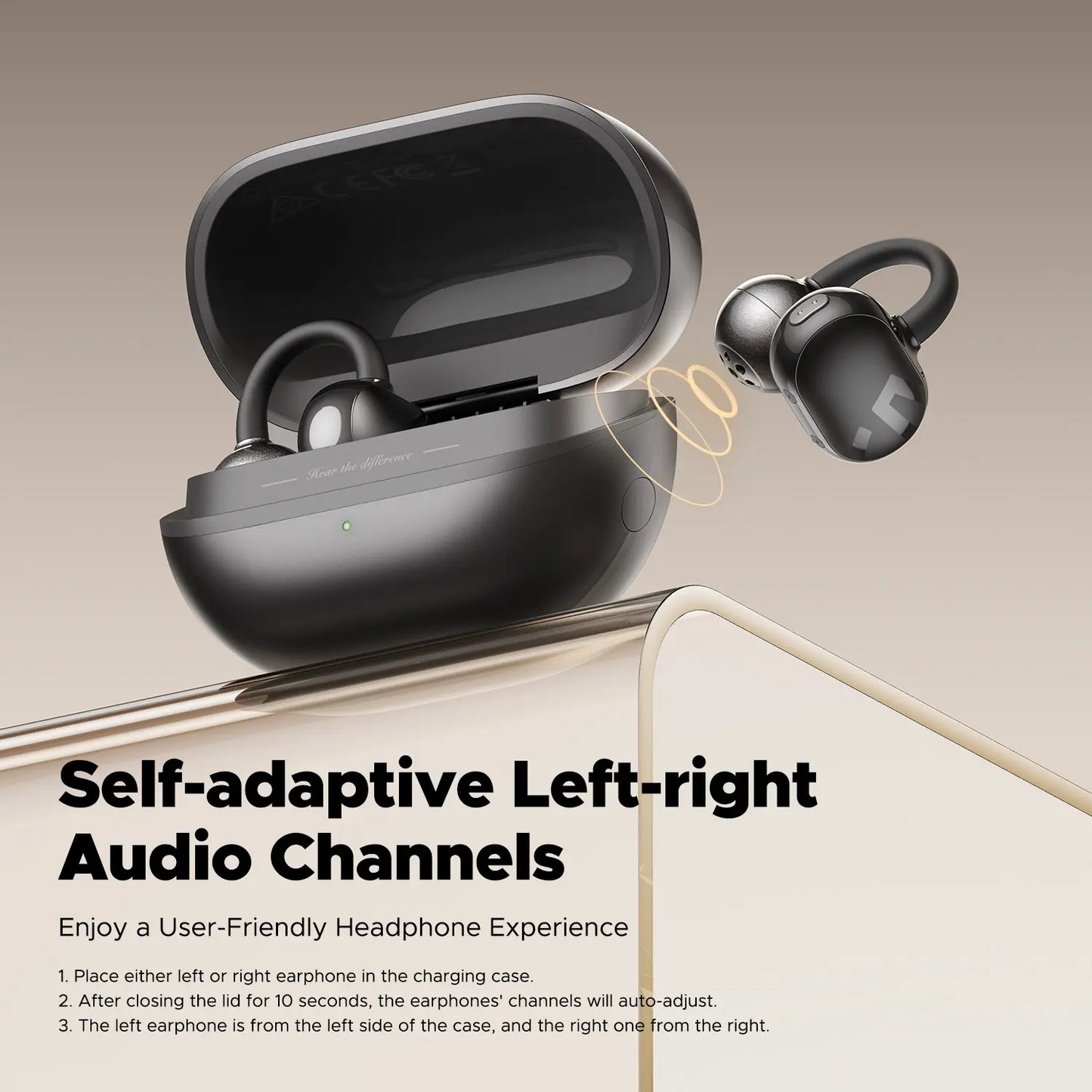 Soundpeats POP Clip Open-Ear Wireless Earbuds with Bluetooth 5.4, ENC Noise Cancelling, Game Mode, Fast Charging, IPX5 Waterproof Rating, 30 Hours Playtime for Sports and Everyday Use, Includes Complimentary Panda Protective Case