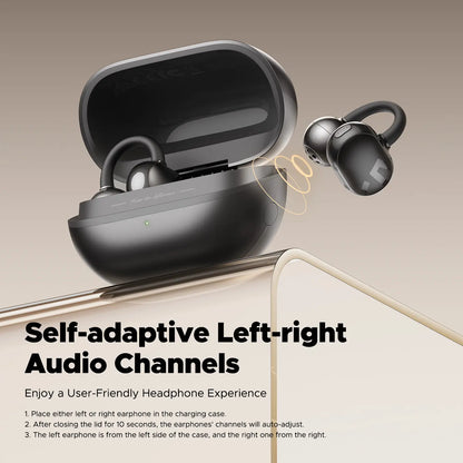 Soundpeats POP Clip Open-Ear Wireless Earbuds with Bluetooth 5.4, ENC Noise Cancelling, Game Mode, Fast Charging, IPX5 Waterproof Rating, 30 Hours Playtime for Sports and Everyday Use, Includes Complimentary Panda Protective Case