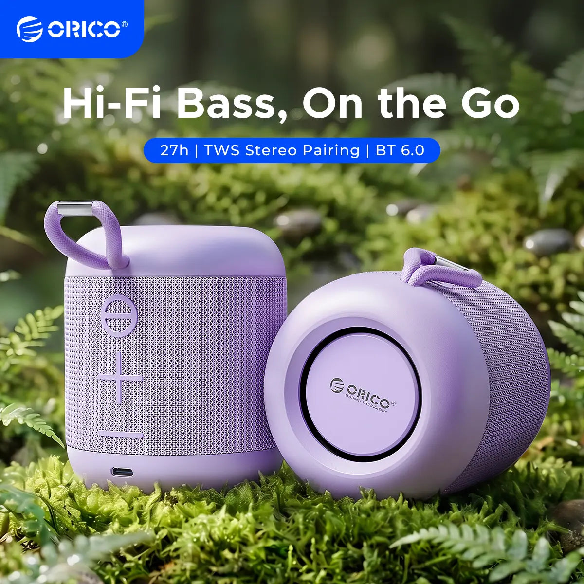 ORICO Portable Bluetooth Speaker, 27H Playtime, TWS Pairing, IPX5, Wireless, Small | Bluetooth 6.0, Hifi Sound, Wireless Speaker for Home, Outdoor, Camping and Travel - BG01