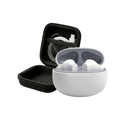 Wireless Noise-Cancelling Bluetooth Earbuds with Durable Charging Audio Accessories, Shockproof Metal Chain Hook Headset Carrying Case with Clips, Electronic Travel Essentials
