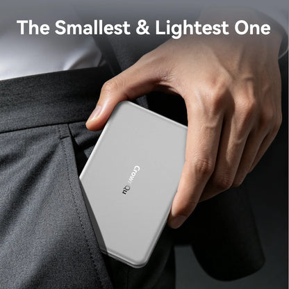 3-In-1 Semi-Solid State Magnetic Magsafe Wireless Power Bank, 22.5W Fast Charging 5000Mah Ultra Slim 0.39 Inch Card-Style Portable with USB-C Cable Compatible with Iphone and Android Smartphones Watch Wireless Headphones with Aluminum Metallic Texture