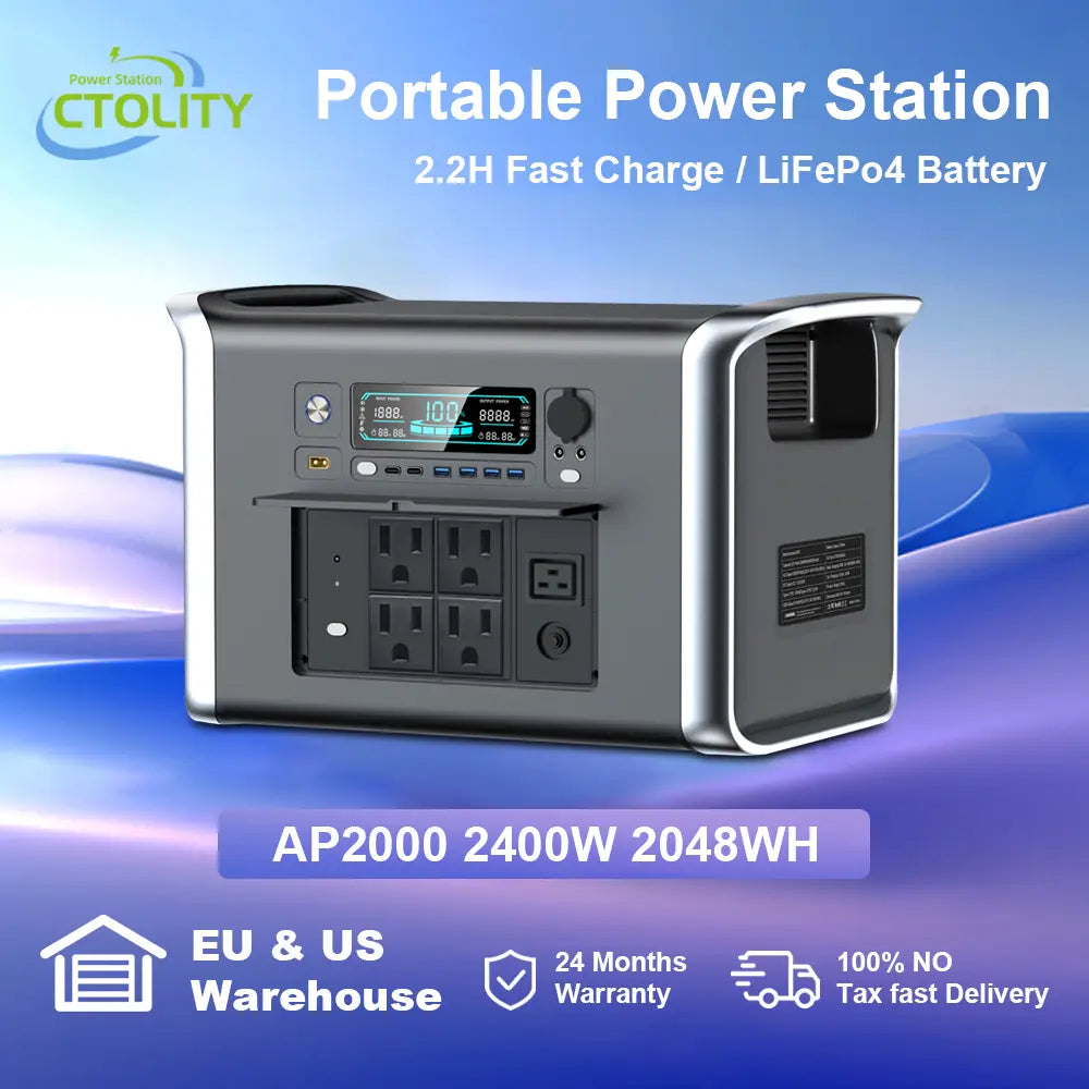 [Summerfinds]Ctolity AP2000 2600W 2048Wh Solar Generator | Long-Lasting Lifepo4 Portable Solar Power Station Supports 11+ Devices for Camping, RV & Outdoor