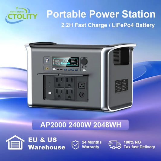 [Summerfinds]Ctolity AP2000 2600W 2048Wh Solar Generator | Long-Lasting Lifepo4 Portable Solar Power Station Supports 11+ Devices for Camping, RV & Outdoor