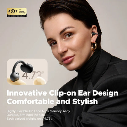 Soundpeats POP Clip Open-Ear Wireless Earbuds with Bluetooth 5.4, ENC Noise Cancelling, Game Mode, Fast Charging, IPX5 Waterproof Rating, 30 Hours Playtime for Sports and Everyday Use, Includes Complimentary Panda Protective Case