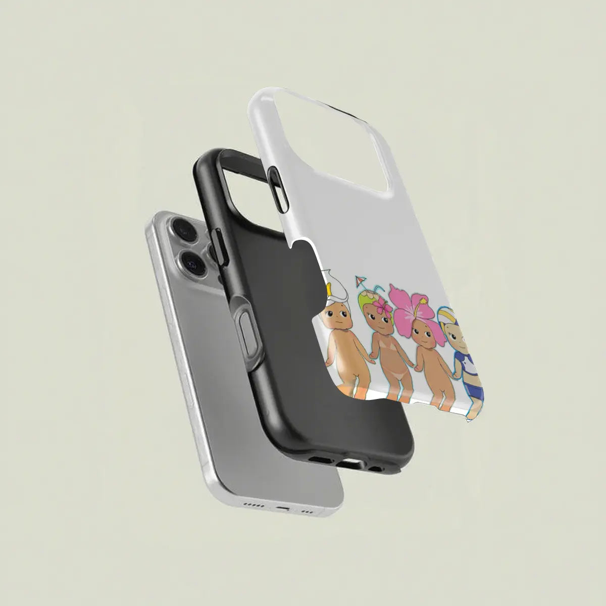 1 Pc Cartoon Flower Coconut Head Double Layer Protective Case Solid Two-In-One Protective Case for Iphone 17 16 15 Pro 14 13 12 11 Pro Max 14 plus 15 plus 16Plus 17Plus Samsung Galaxy S25 S24 S23 Ultra Series Protective Case Couple Mobile Phone Case Boyfr