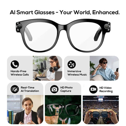 800W HD Camera Smart Sport Glasses, AI Smart Glasses，Photo/Video/Recording (Light on When Recording), Remote Shutter Controlai Voice Assistant, Object Recognition, Bluetooth Music Control & Call, Multilingual Translation, Lightweight Wear, Meta Glasses