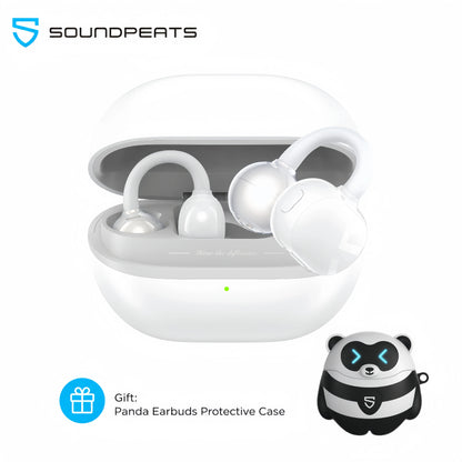 Soundpeats POP Clip Open-Ear Wireless Earbuds with Bluetooth 5.4, ENC Noise Cancelling, Game Mode, Fast Charging, IPX5 Waterproof Rating, 30 Hours Playtime for Sports and Everyday Use, Includes Complimentary Panda Protective Case