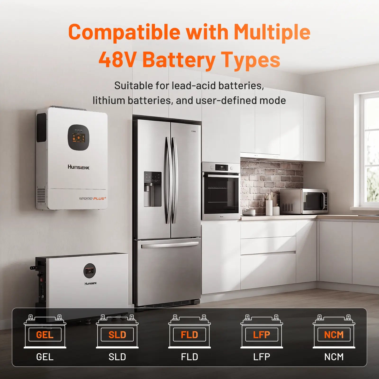 【Inverter+Battery】【Ltl】Humsienk Storm-Ready Power System Kit 48V 12Kw Hybrid Inverter + 48V 400Ah 20Kwh Battery Lifepo4 Lithium Battery with Smart BMS, Bluetooth, Active Balancing & Communication Solar System