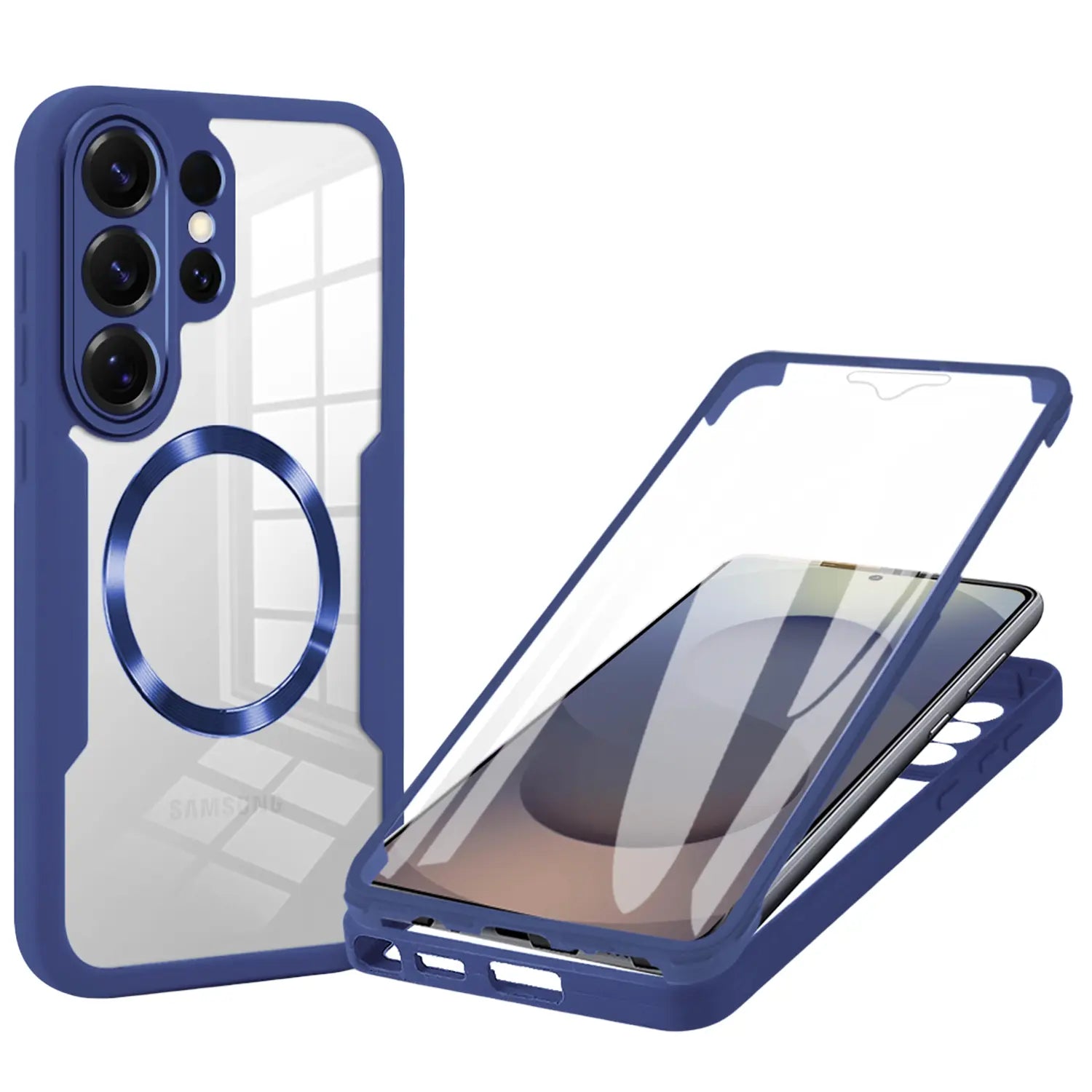 Phone Case for Samsung Galaxy S26 Ultra S25 S24 S23 S22 with Built in Screen Protector Cover and Cell Accessories Magnetic Rugged Silicone Hybrid Slim Transparent Anti-Drop Protective Cover Shockproof Bumper Women Men