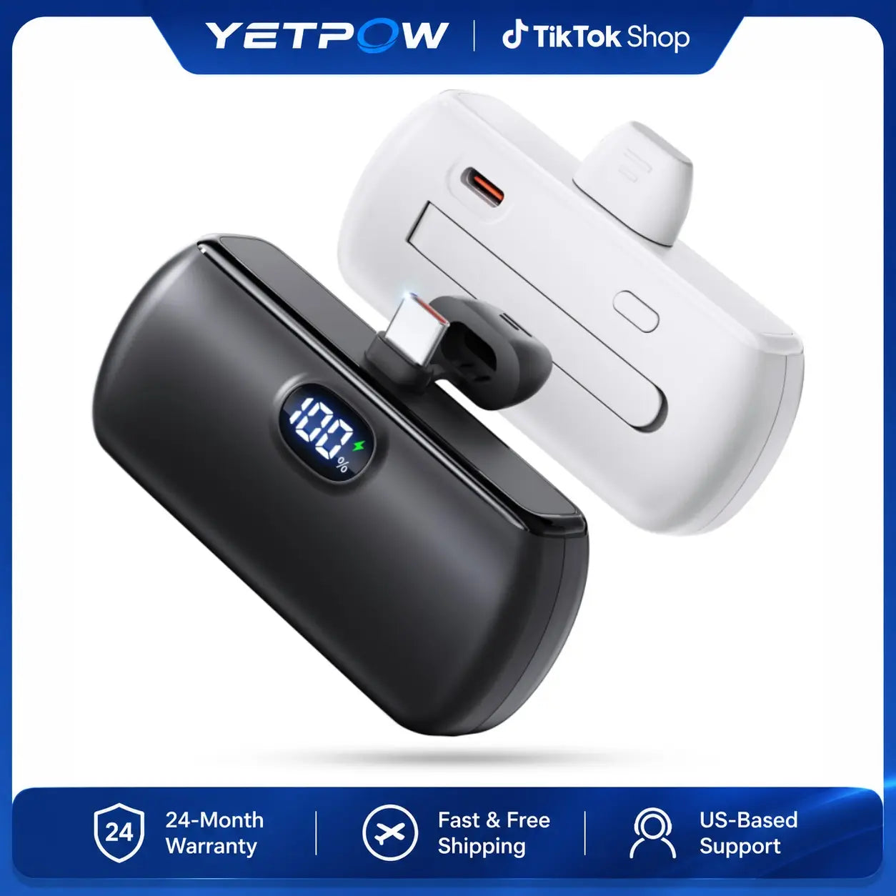 Portable Charger 2 Pack, 5000Mah Mini Power Bank with USB-C, 22.5W Max Fast Charging, LCD Display and Built-In Stand, Portable Phone Charger for Iphone 17/16/15 Android Travel,Z6 Summerwins