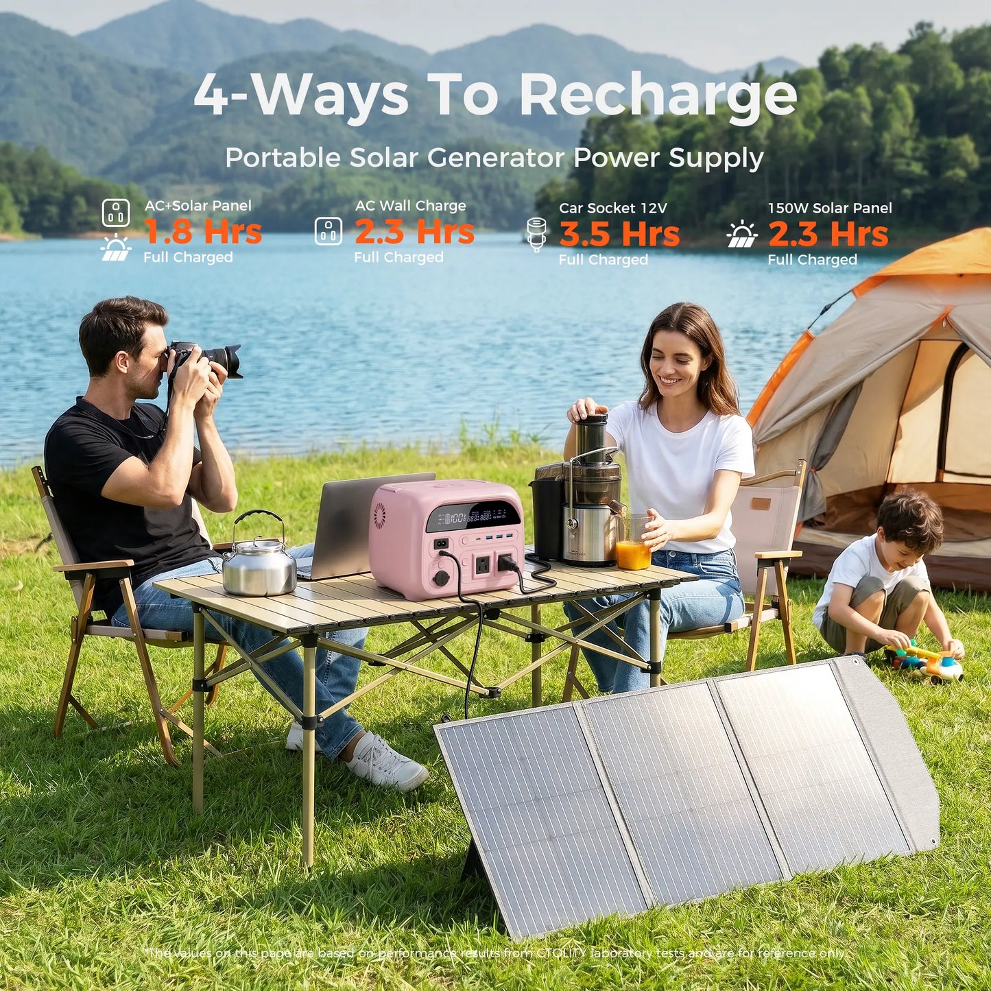 [Summerfinds]Ctolity AP400 Soft Pink 500W 346Wh Portable Power Station Solar Generator - Fast-Charging Backup Battery for Home Emergencies, Camping, Phone Power Needs