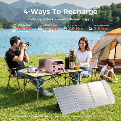 [Summerfinds]Ctolity AP400 Soft Pink 500W 346Wh Portable Power Station Solar Generator - Fast-Charging Backup Battery for Home Emergencies, Camping, Phone Power Needs