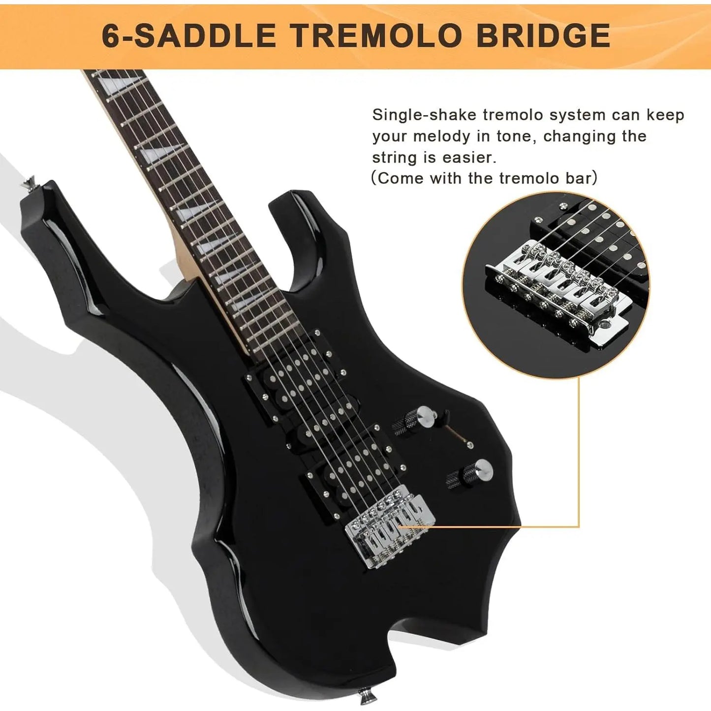 Glarry Fire-Style Electric Guitar Kit with Maple Frets, Humbucker Pickups, Strings, Amplifier Wire & Accessories Pack - Beginner Teenage Boys' Christmas Gift