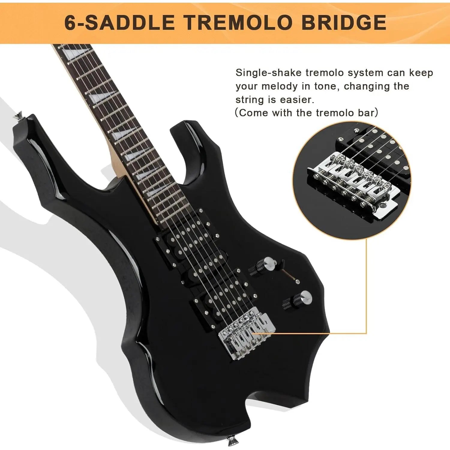 Glarry Fire-Style Electric Guitar Kit with Maple Frets, Humbucker Pickups, Strings, Amplifier Wire & Accessories Pack - Beginner Teenage Boys' Christmas Gift