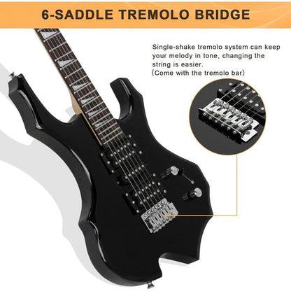 Glarry Fire-Style Electric Guitar Kit with Maple Frets, Humbucker Pickups, Strings, Amplifier Wire & Accessories Pack - Beginner Teenage Boys' Christmas Gift