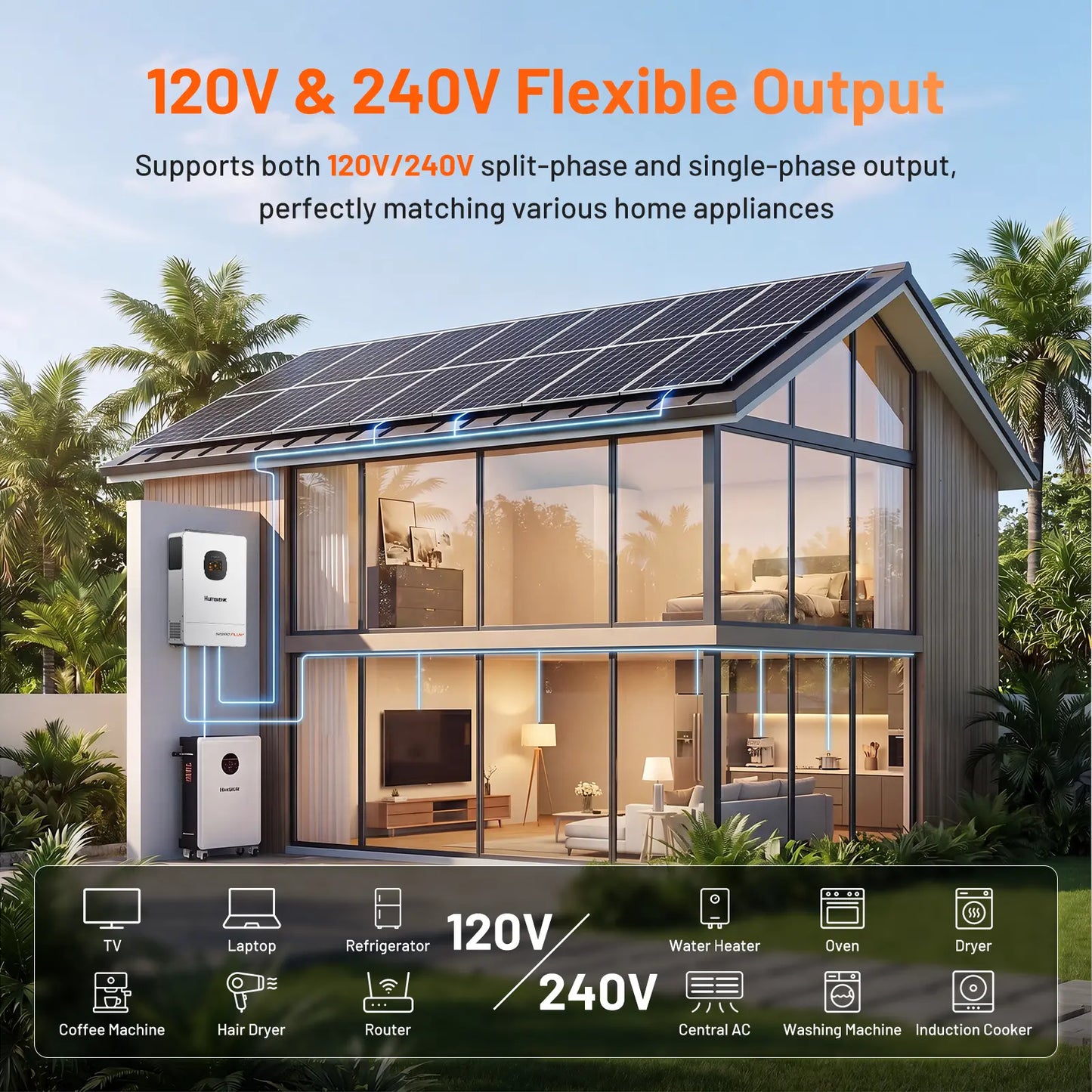 【Inverter+Battery】【Ltl】Humsienk Storm-Ready Power System Kit 48V 12Kw Hybrid Inverter + 48V 400Ah 20Kwh Battery Lifepo4 Lithium Battery with Smart BMS, Bluetooth, Active Balancing & Communication Solar System