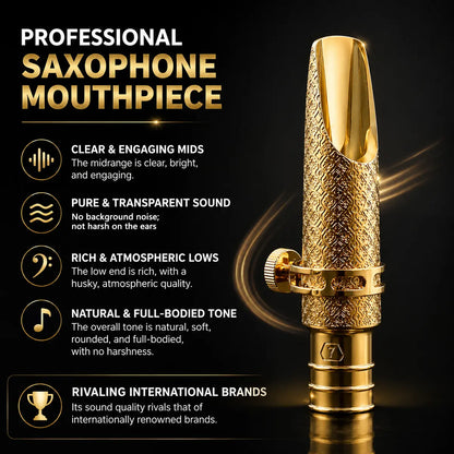 Metal Jazz Tenor Saxophone Mouthpiece -Music Accessories, Warm Deep Vibrant Tone, Intricately Carved Patterns Cover the Entire Body， Ideal for Beginners in Concert Band, Jazz Band and Marching Band