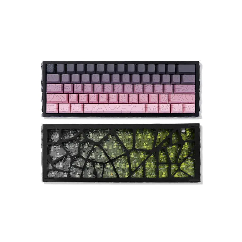 NJ61 Hollow Frame 60% Mechanical Keyboard, Topographic PBT Keycaps RGB Wired Custom Gaming Keyboard, 1000Hz Polling Rate Red Linear Switch, Compact 61 Keys Layout for PC Gaming & Desktop Setu
