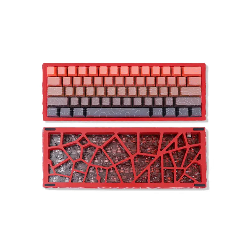 NJ61 Hollow Frame 60% Mechanical Keyboard, Topographic PBT Keycaps RGB Wired Custom Gaming Keyboard, 1000Hz Polling Rate Red Linear Switch, Compact 61 Keys Layout for PC Gaming & Desktop Setu