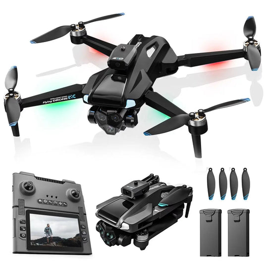 Drone with 4.3″ Foldable HD Screen Controller, 1080P HD Camera Drone for Beginners with Obstacle Avoidance, Optical Flow,Brushless Motor, 40-Min Flight Time, Easy to Fly