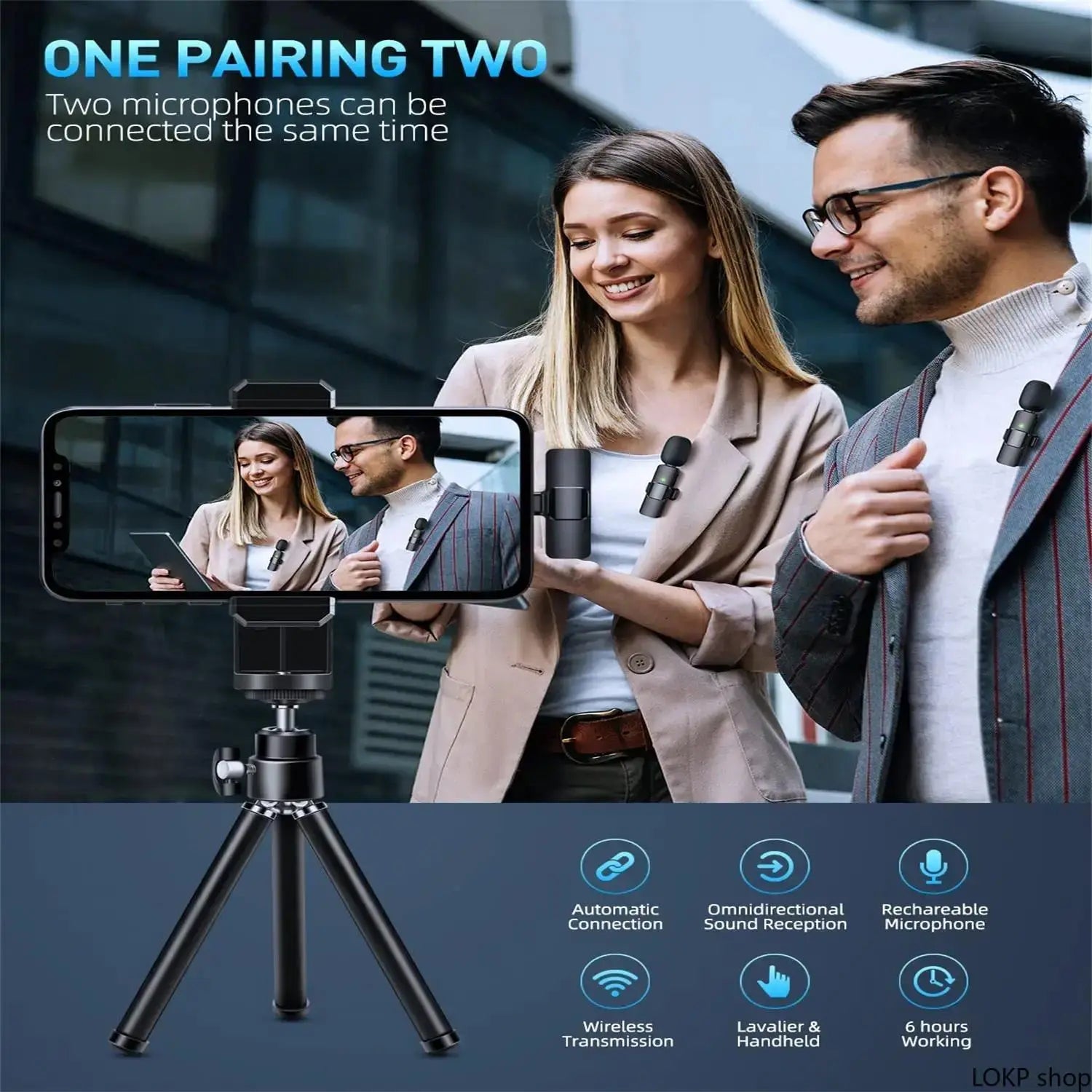 Wireless Lavalier Microphone Set for iPhone, Android, and iPad - Mini Clip-On Microphones with Exceptional Sound Quality for Recording, Live Streaming, and Vlogging