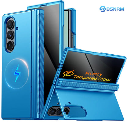 BSNRM for Samsung Galaxy Z Fold 7 Case, Privacy Screen Protector Case with Magnetic Hinge Protection, Hidden Kickstand, Slim Protective Phone Cover for Business and Movie Watching