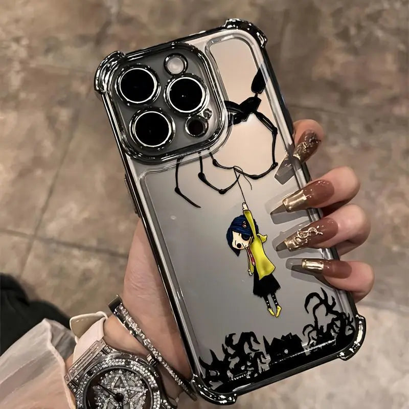 Anime C-Coraline Case for Iphone 17 Air 17 16 15 14 13 12 11 Pro Max plus Luxury Transparent Soft TPU+PC Shockproof Protective Casing Anti-Drop Full Score Impact Dispersal