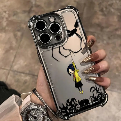 Anime C-Coraline Case for Iphone 17 Air 17 16 15 14 13 12 11 Pro Max plus Luxury Transparent Soft TPU+PC Shockproof Protective Casing Anti-Drop Full Score Impact Dispersal