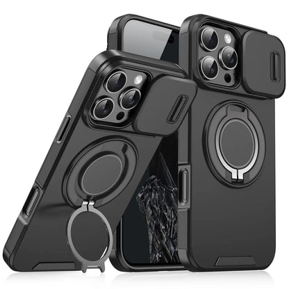 Iphone Case and Data Cable for Iphone 17 16 15 14 13 12 with Slide Camera Lens Protection Cover,360 Rotating Ring Kickstand Holder Military Grade Shockproof Protective Phone Cover