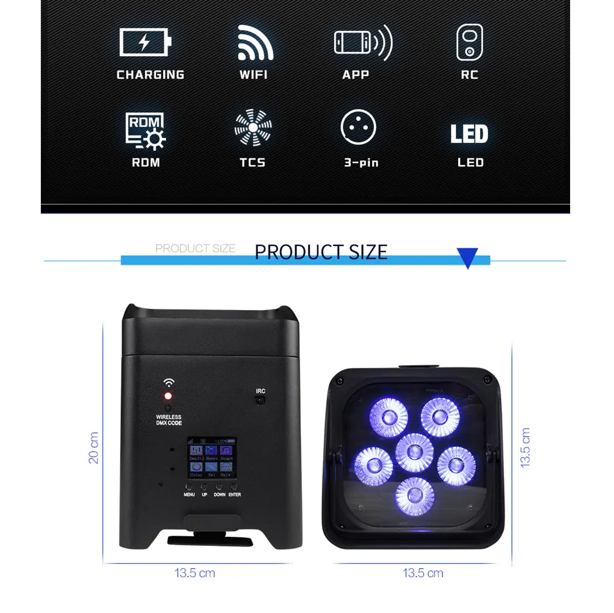 SHEHDS 6X18W Rechargeable Par Lights with Remote, App, and DMX512 Control - RGBWA+UV 6-in-1 Uplighting for Events, Parties, and Weddings - 8800mAh Battery Powered Sound Activated Stage Lighting